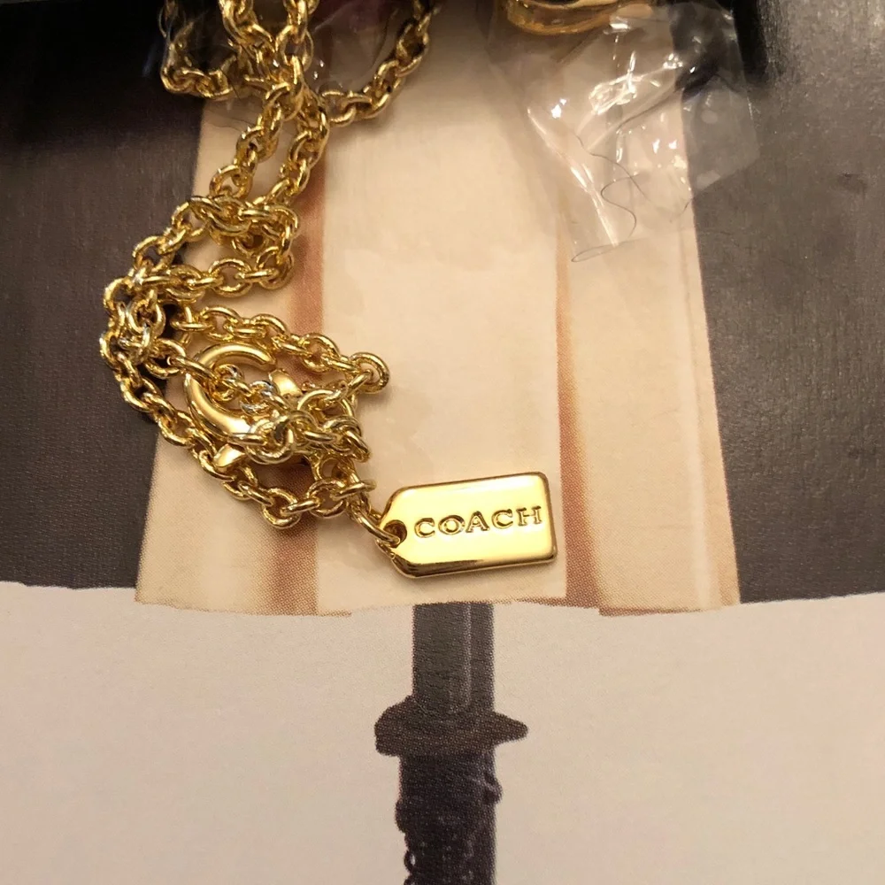 Authentic New on card COACH Gold-Tone Multi-Color Charm Necklace